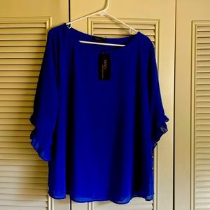 Women's 3/4 Ruffle Sleeve Blouse. Double Layers Flowy. Elegant Chiffon